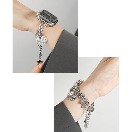 「V242」「apple watchケース付き」アップルウォッチ チェーンバンド おしゃれ シルバー apple watchアクセサリー