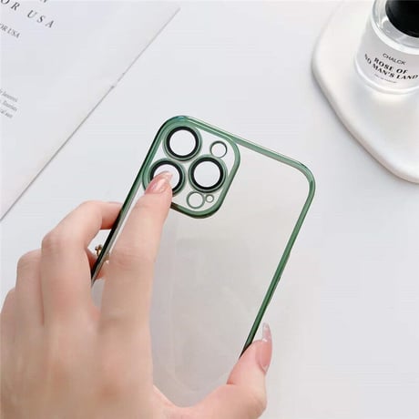 「V112」メタリック iphone14 クリアケース 防塵 軽量 iphone14pro/13 ケース  カメラフィルム付き