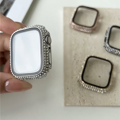 「V744」アップルウォッチケース キラキラ 保護フィルム一体型 apple watch10/11/se カバー おすすめ かわいい
