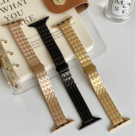 「V467」apple watch ステンレス バンド 千鳥柄 アップル ウォッチ バンド おしゃれ 女性/男性