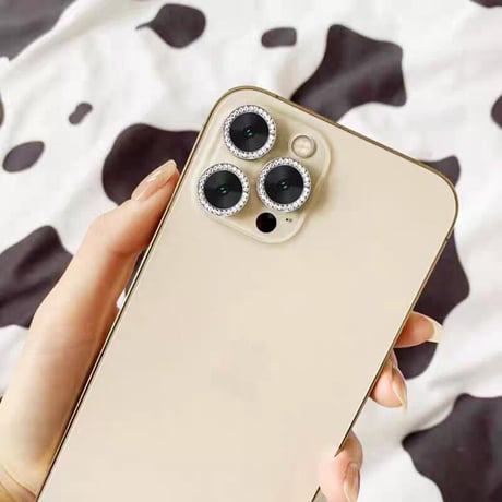 「Ⅴ122」カメラ レンズ カバー Iphone14pro/13/12用  キラキラ ラインストーンデコ スマホ カメラ カバー