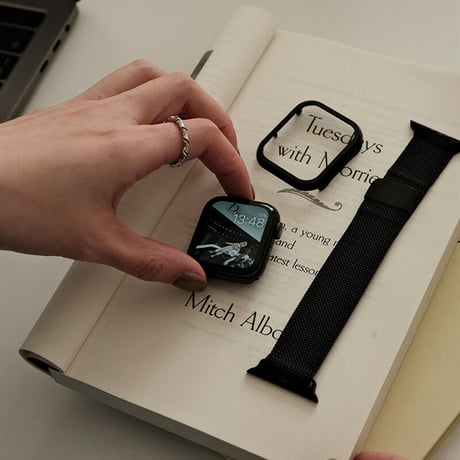 「V491」アップル ウォッチ バンド 蒸れ ない apple watch ステンレスバンド ＋カバー2点セット