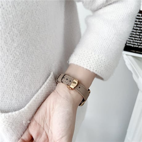「V572」アップル ウォッチ バンド 女性 細い Dバックル apple watch レザー バンド 高級