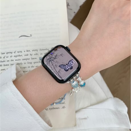 「V635」apple watchバンド 可愛い 女性 アップル ウォッチ バンド 蝶々 ビーズ