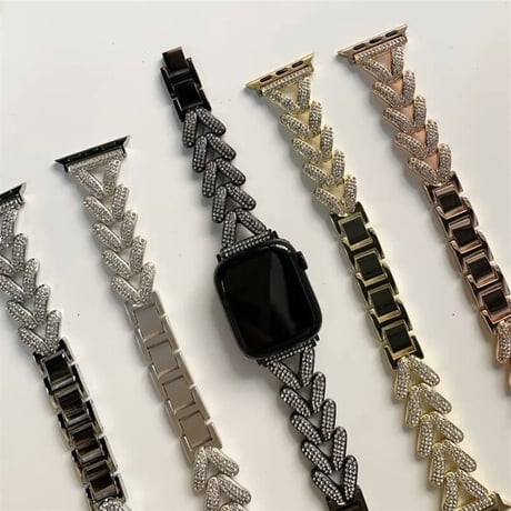「V264」キラキラ apple watchバンド ピンクゴールド シルバー アップルウォッチブレスレット おしゃれ