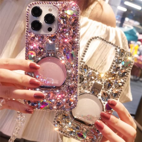 「V743」iphoneケース キラキラ ストーン iphoneケース 韓国 女子 隠しスタンド付き