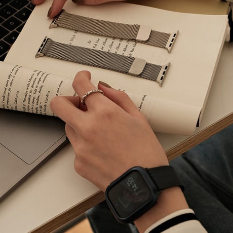 「V491」アップル ウォッチ バンド 蒸れ ない apple watch ステンレスバンド ＋カバー2点セット