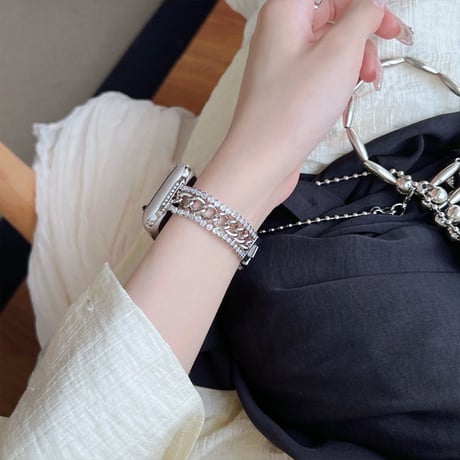 「V532」アップル ウォッチ バンド 女性 キラキラ apple watch チェーン ベルト 可愛い