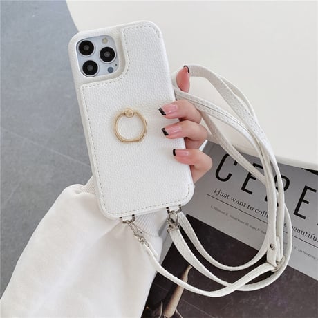 「V412-1」リング付き iphone16/16pro ケース ショルダー 人気 iphone ケース ミラー カード収納