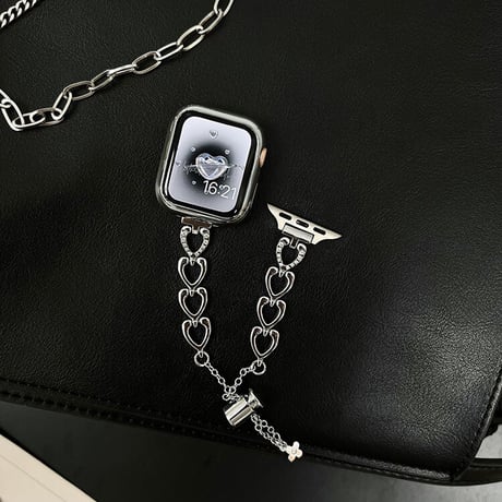「V316」アップル ウォッチ バンド チェーン ハート ベルト ステンレス apple watchバンド キラキラ