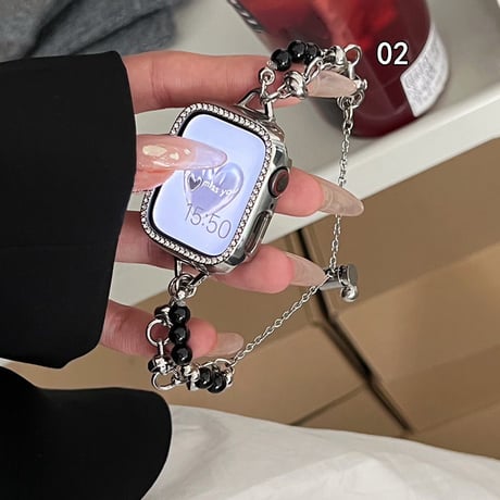 「V426」apple watch バンド チェーン ブレスレット アップル ウォッチ バンド 女性 パール付き