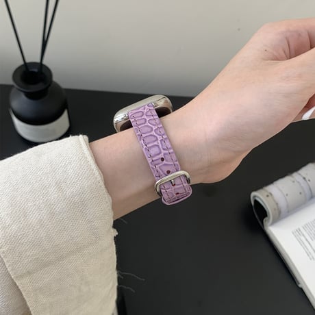 「V724」アップルウォッチバンド 革 女性 42mm/46mm apple watchバンド クロコダイル風