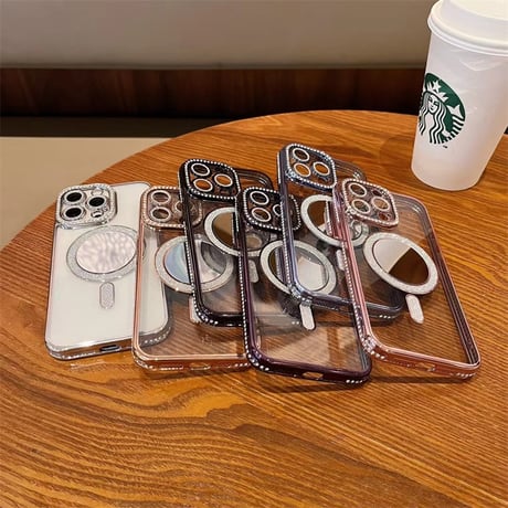 「V667」iphone16ケース ミラー iphone16pro クリアケース おすすめ magsafe 対応 ケース かわいい