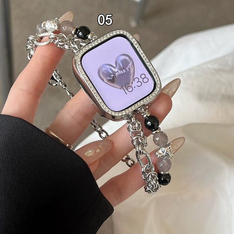 「V426」apple watch バンド チェーン ブレスレット アップル ウォッチ バンド 女性 パール付き