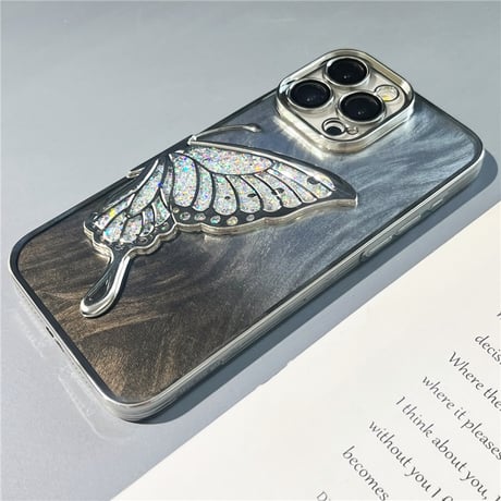 「V651」蝶々 スマホケース 韓国 クリア iphone16/16pro ケース 人気 女子 インナーシート付き