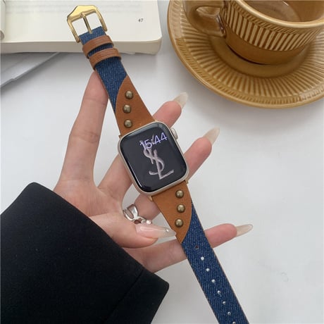 「V568」アップル ウォッチ バンド デニム レザーベルト apple watch バンド おしゃれ 男女兼用