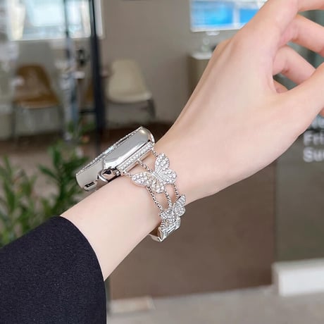 「V091」蝶々 アップル ウォッチ バンド おしゃれ 女性 apple watchカバー付き