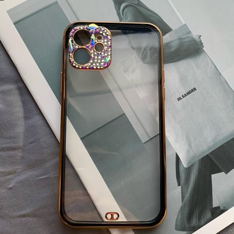 「V153」iphone14proケース  ストーンデコカメラレンズ iphone13/12ケース おしゃれ インスタ映え