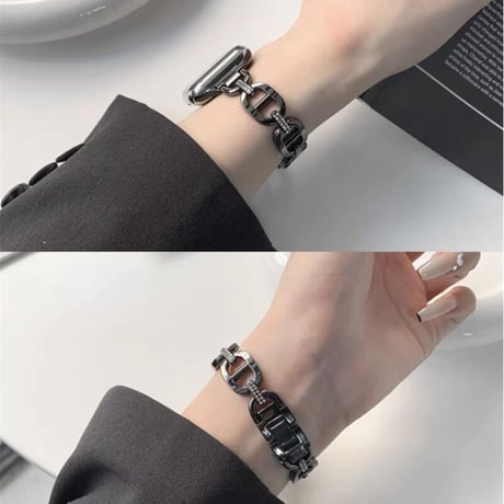 「V251」アップル ウォッチ チェーン バンド シルバー ピンクゴールド apple watch ブレスレット ラインストーン