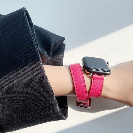 「V060」アップル ウォッチ バンド 二 重 巻き 細い apple watch series SE 7 8 Ultra 対応  レザーバンド  おしゃれ
