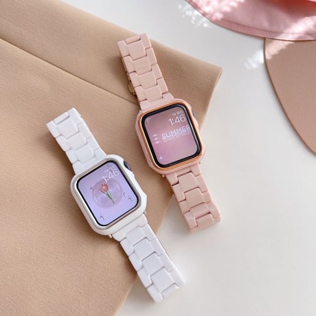 「V050」樹脂 アップルウォッチ8/7/6 バンド かわいい apple watchバンド＋カバー