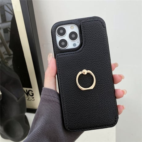 「V412」iphone ケース リング 付き おしゃれ スマホケース カード 入れる 韓国