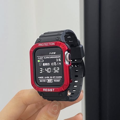 「V163」apple watch一体型ケース おすすめ シリコン アップルウォッチ7/8/Ultra バンパーケース付き メンズ