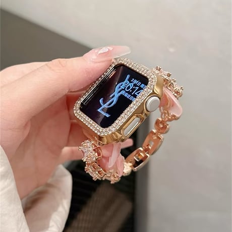 「V672」四葉のクローバー apple watchバンド キラキラ アップル ウォッチ バンド 女性 ブレスレット