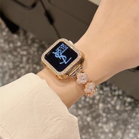 「V672」四葉のクローバー apple watchバンド キラキラ アップル ウォッチ バンド 女性 ブレスレット