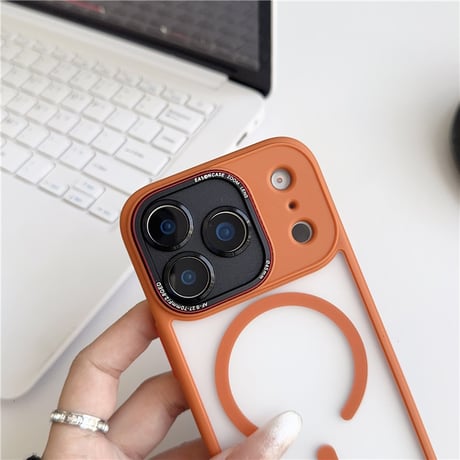 「V272-1」マット 半透明 iphone17pro/16/15 MagSafe対応ケース 指紋防止 耐衝撃