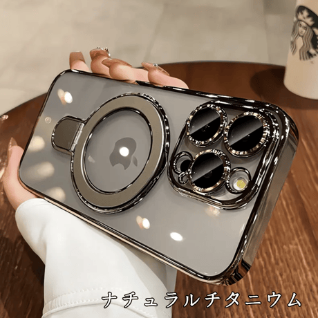 「V689」magsafe 透明 ケース iphone17/17pro/16/16pro ソフトケース スタンド付き
