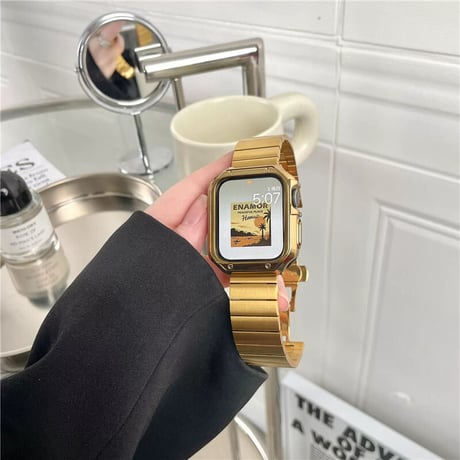 「V176」ステンレス アップルウォッチ バンド メンズ apple watch メタル バンド 高級 フレーム付き