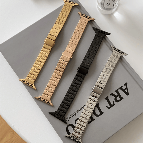 「V467」apple watch ステンレス バンド 千鳥柄 アップル ウォッチ バンド おしゃれ 女性/男性