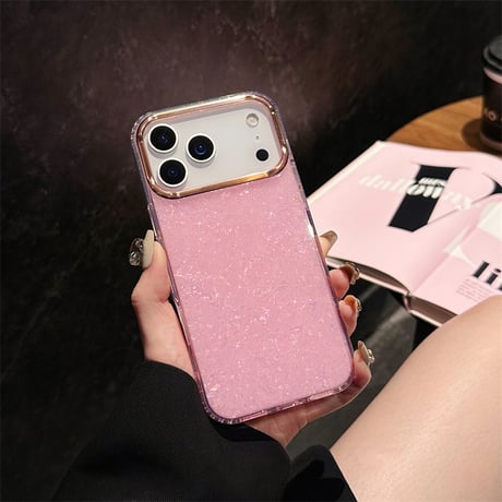 「V474」カメラレンズリング付き iphone17/16pro ケース シェル iphone15 ケース キラキラ 可愛い