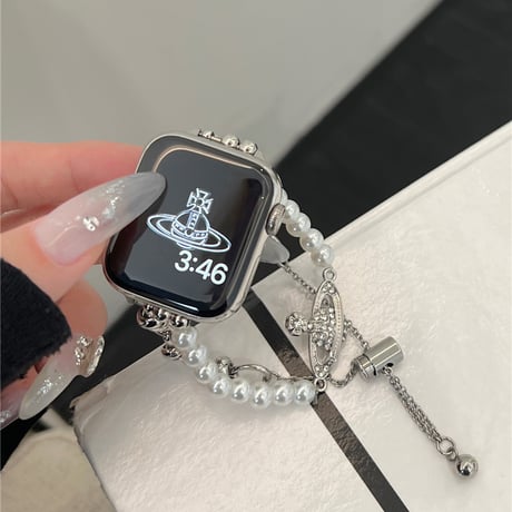 「V625」アップル ウォッチ バンド 可愛い ビーズ apple watch バンド チェーン 女性