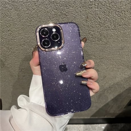 「V577」iphone17/17pro/16/16pro ケース 透明 可愛い iphone15/14 ケース キラキラ カメラリング付き