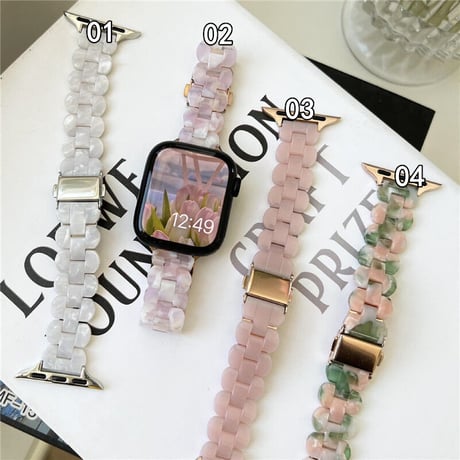 【V313】アップル ウォッチ バンド かわいい 樹脂 apple watch バンド 女性 夏 シエル風