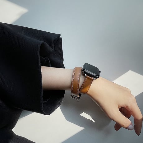 「V060」アップル ウォッチ バンド 二 重 巻き 細い apple watch series SE 7 8 Ultra 対応  レザーバンド  おしゃれ