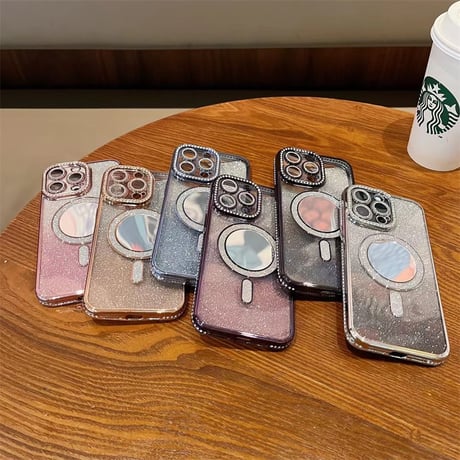 「V667」iphone16ケース ミラー iphone16pro クリアケース おすすめ magsafe 対応 ケース かわいい