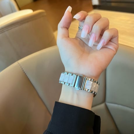 「V201」保護ケース付き 樹脂+ステンレス アップルウォッチバンド 高級 apple watchアクセサリー 女子 おしゃれ