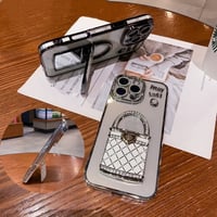 「V704」クリア iphone16/16pro ケース ミラー スタンド付き iphone ケース キラキラ 可愛い