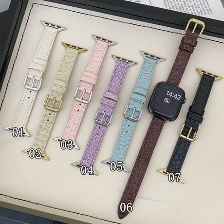 「V724」アップルウォッチバンド 革 女性 42mm/46mm apple watchバンド クロコダイル風