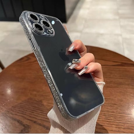 「V679」iphone16/16plus クリアケース キラキラ ガラス iphone ケース 透明 カメラ保護