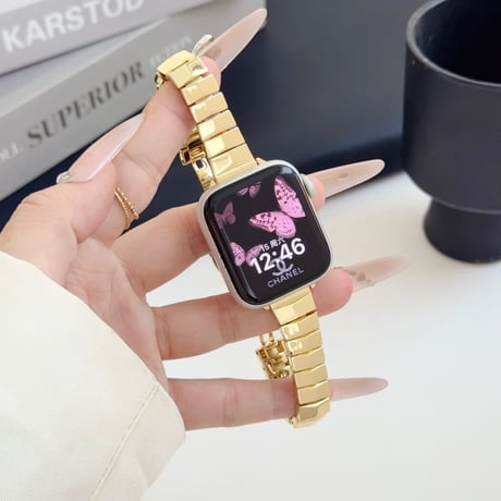 「V734」apple watch ステンレス バンド スリム アップルウォッチベルト 38mm 40mm 42mm 46mm レディース おしゃれ