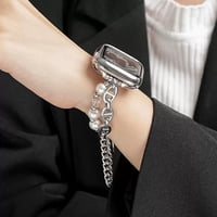 「V242」「apple watchケース付き」アップルウォッチ チェーンバンド おしゃれ シルバー apple watchアクセサリー