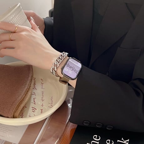 「V215」アップル ウォッチ 二重バンド チェーン おしゃれ 40/44/49mm apple watch ブレスレット 女性 人気