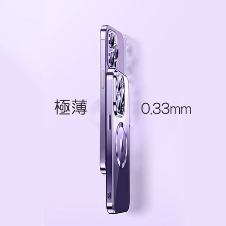 「V216」カメラフィルム付き iphone14ケース magsafe対応 クリア iphone14pro/14plusケース メタリックカラー おしゃれ
