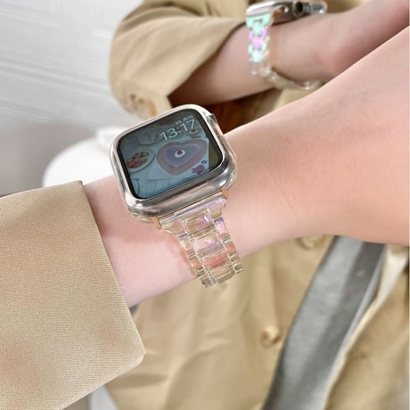 「V222」apple watch バンド おしゃれ オーロラ アップルウォッチアクセサリー 腕時計ベルト 保護カバー付き