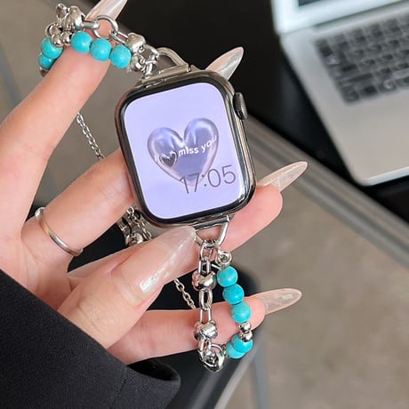 「V426」apple watch バンド チェーン ブレスレット アップル ウォッチ バンド 女性 パール付き