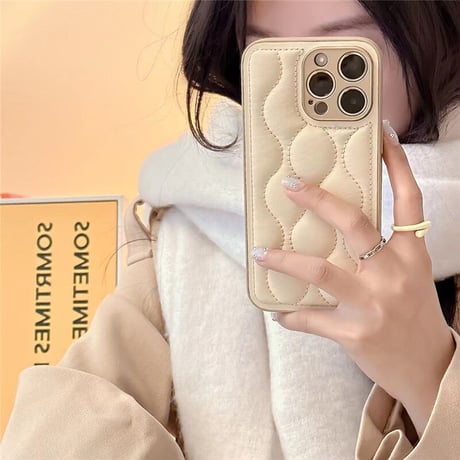 「V232」iphone14pro/14 レザーケース キルティング iphone13/12ケース くすみカラー かわいい